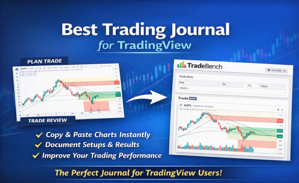 TradeBench trading journal showing AAPL setup copied from TradingView chart